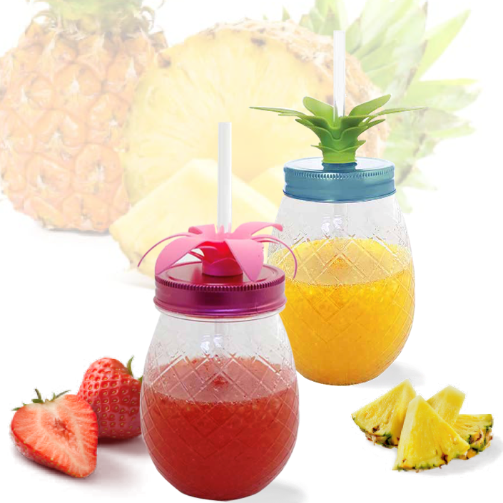 Strawberries and Pineapple Straw Toppers set of 3 for Tumbler